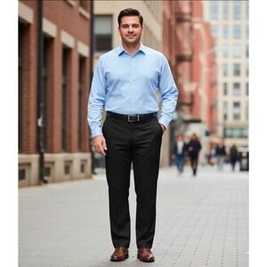 Haggar Mens Cool 18 Pro Gabardine Dress Pants Black Size 48x32 Shirt Gripper New